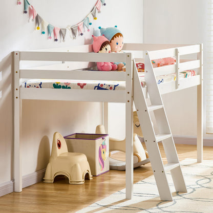 Vida Designs Sydney High Sleeper Cabin Bunk Bed With Ladder, Solid Pine Wood Frame, Kids Children, Single 3 Foot, White