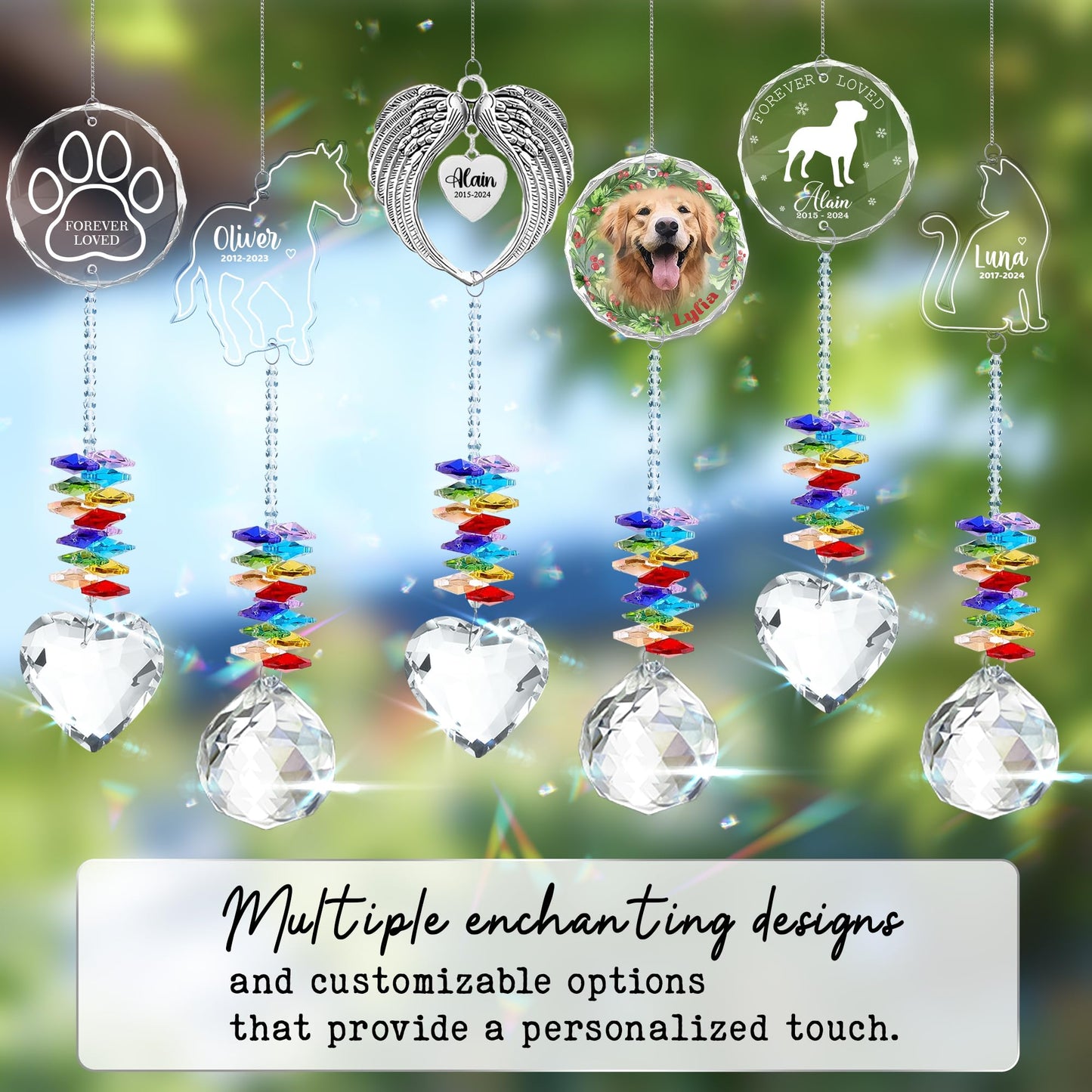 Pet Crystal Memorial Suncatcher, Rainbow Bridge Sympathy Gift for Loss of Dog, Cat, Thoughtful Gift for Pet Passed Away, Crystal Ball Window Hanging Suncatcher for Remembrance PS117