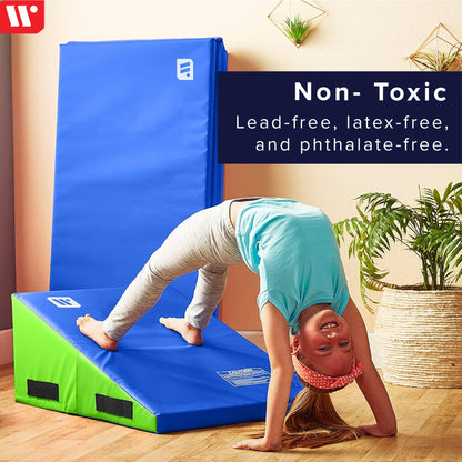 We Sell Mats Gymnastics Incline Mat, Folding and Non-Folding Cheese Wedge Skill Shape, Tumbling Mat for Gymnastics Training, Cheerleading and Obstacle Courses, Multi-Color, Medium (60" x 30" x 15")