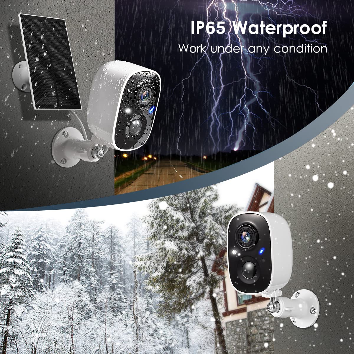 GMK Security Cameras Wireless Outdoor, 2K Color Night Vision AI Motion Detection 2-Way Talk Battery Powered WiFi Home Indoor Camera IP65 Weatherproof Spotlight Siren Alarm Cloud/SD Storage 2-Pack