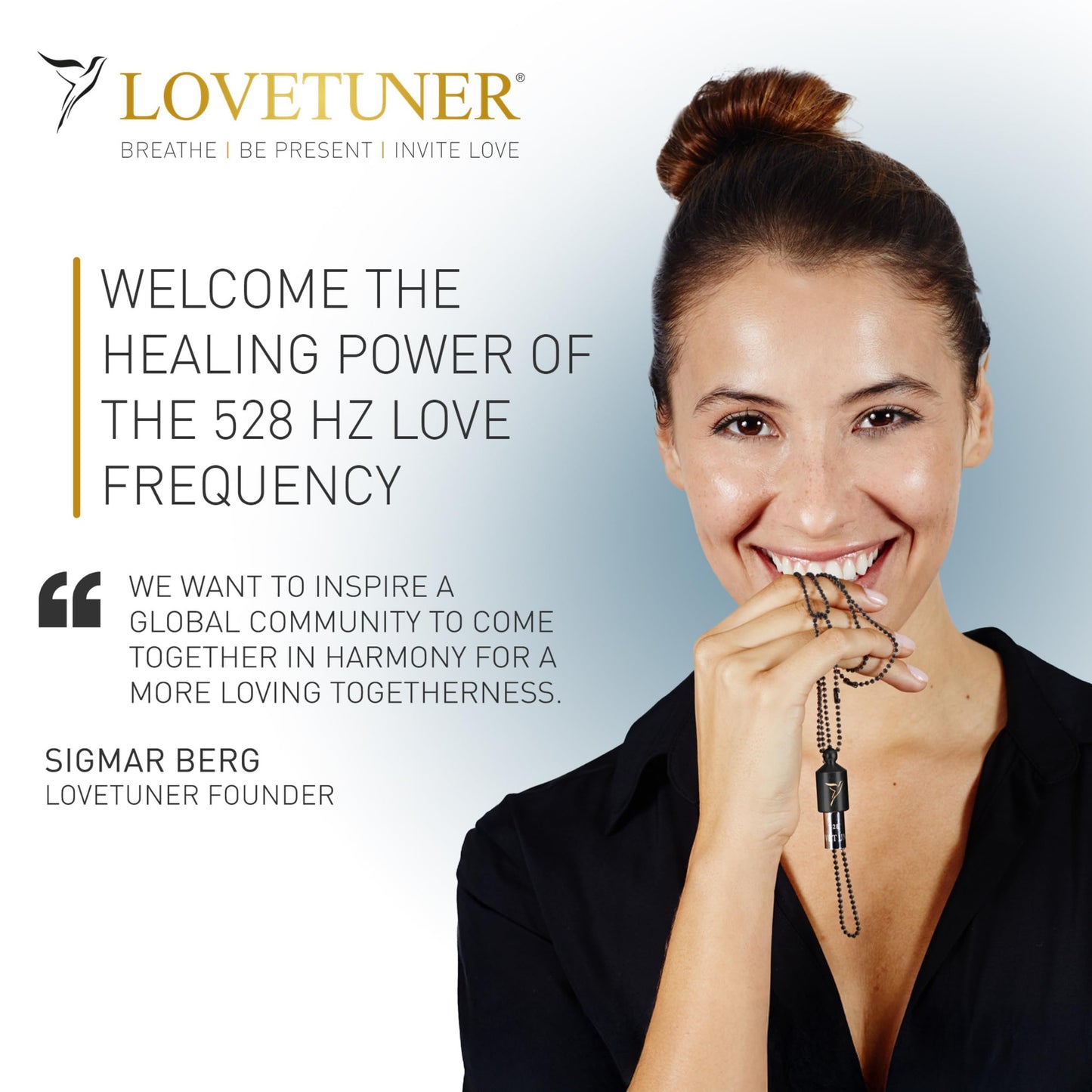 LOVETUNER Breathing & Meditation Tuning Necklace 528 Hz Whistle | 528 Hz Solfeggio Frequency | Breathwork Necklace Mindfulness Device for Anxiety & Stress Relief through Sound Healing, Metal, No