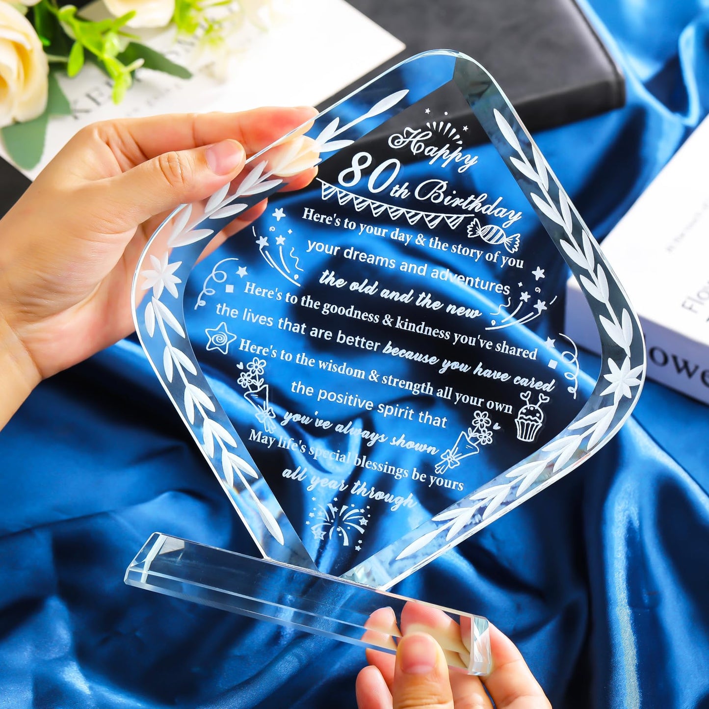 YWHL 80th Birthday Gifts for Women Men Crystal Gift for 80 Year Old Happy 80th Birthday Presents Ideas for Mom Grandma Wife