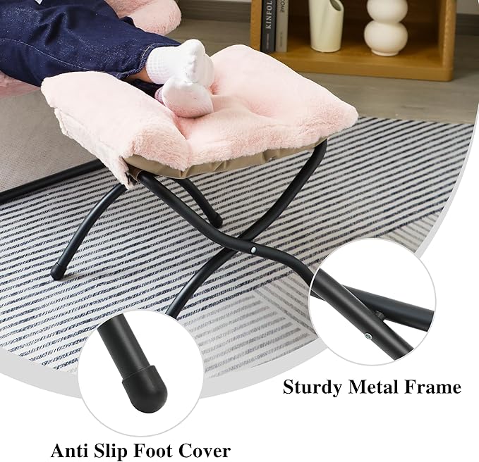 15" Folding Ottoman, Foldable Footrest Stool, Portable Small Foot Stool