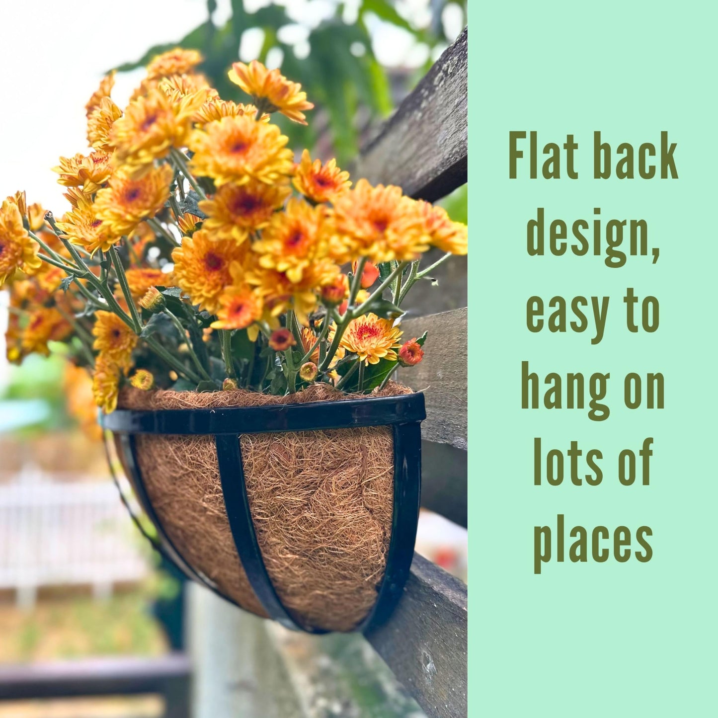 LalaGreen Wall Planters (4 Pack, 12 Inch) Black Metal Deck Railing Planter with Coco Liners, Wall Plant Holder Window Basket Flower Pots for Outdoor Plants, Horse Trough Modern Fence, Balcony, Patio