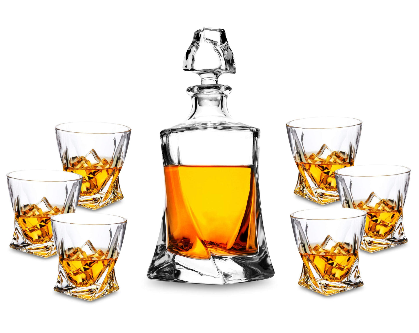 KANARS Whiskey Decanter Set, Premium Crystal Liquor Decanter with 6 Old Fashioned Glasses for Cocktail Scotch Bourbon Irish Whisky Alcohol, Unique Men Gifts for Father's Day Housewarming Birthday
