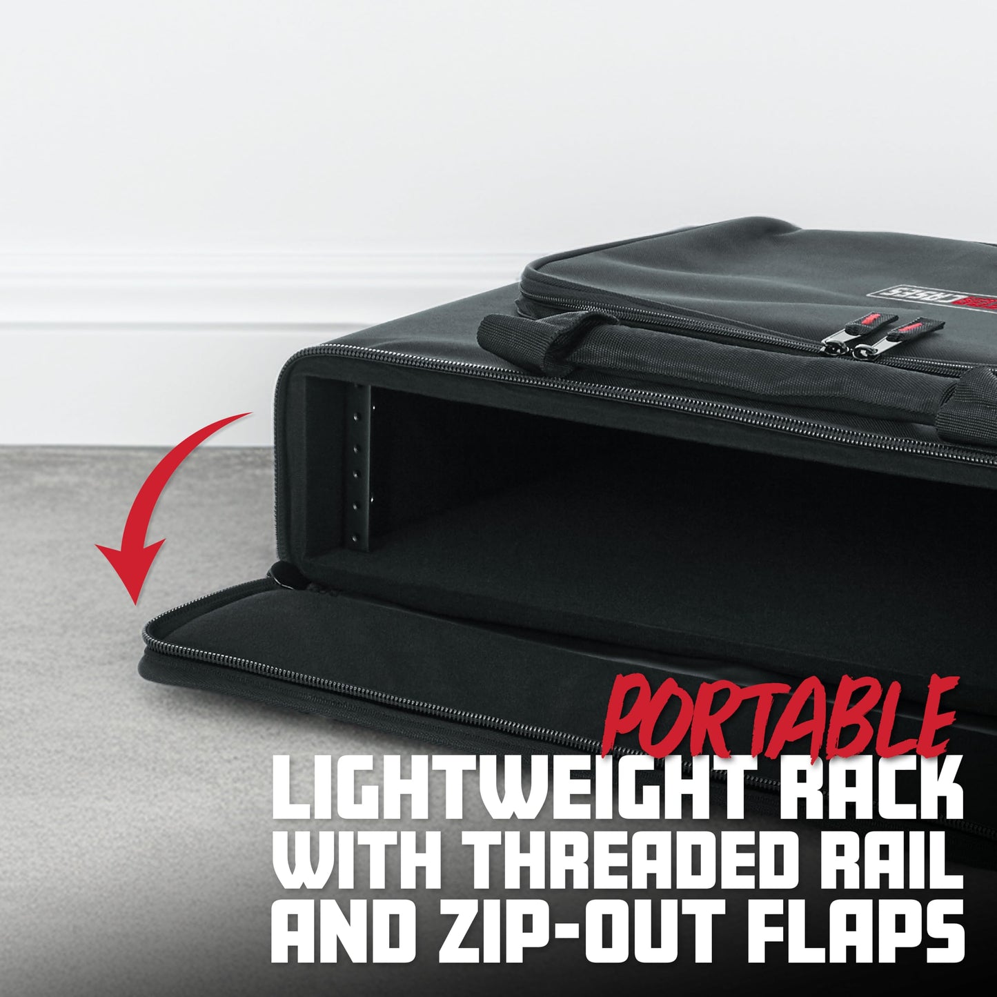 Gator Cases Portable 2U Rack Bag with 14" Rackable Depth, (GRB-2U)