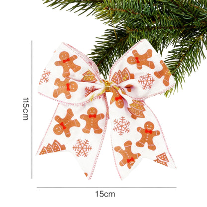 Meseey 12 Pcs Gingerbread Man Bow Ornaments 6 Inch Large Brown and White Christmas Tree Bows for Xmas Garland Wrapping Holiday Party Decor