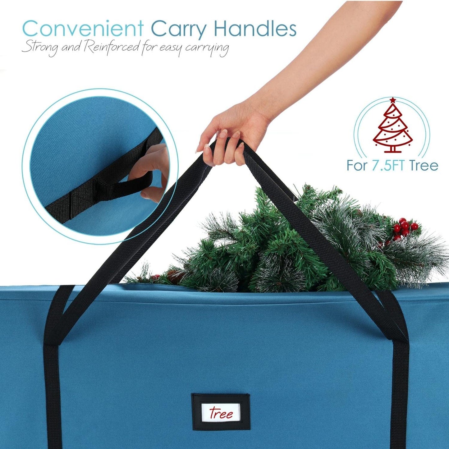 Hearth & Harbor 7.5 ft Christmas Tree Storage Bag - Artificial Christmas Tree Bag with Reinforced Handles, Dual Zipper, Wide Opening - Large Storage Container for Trees and Decorations, 2 Piece set