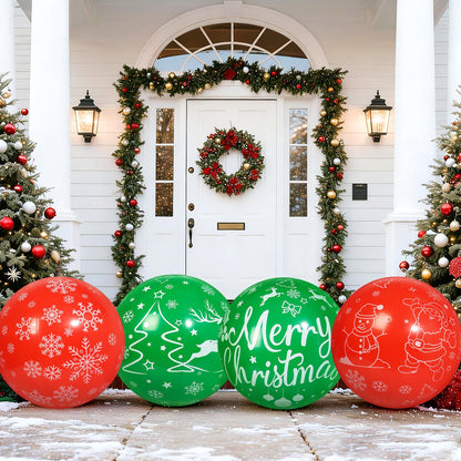 Wlicon 4 PCS 24 Inch Christmas Inflatable Balls Outdoor Inflatable Christmas Ball Ornaments for Xmas Garden Lawn Yard Holiday Front Door Window Decoration