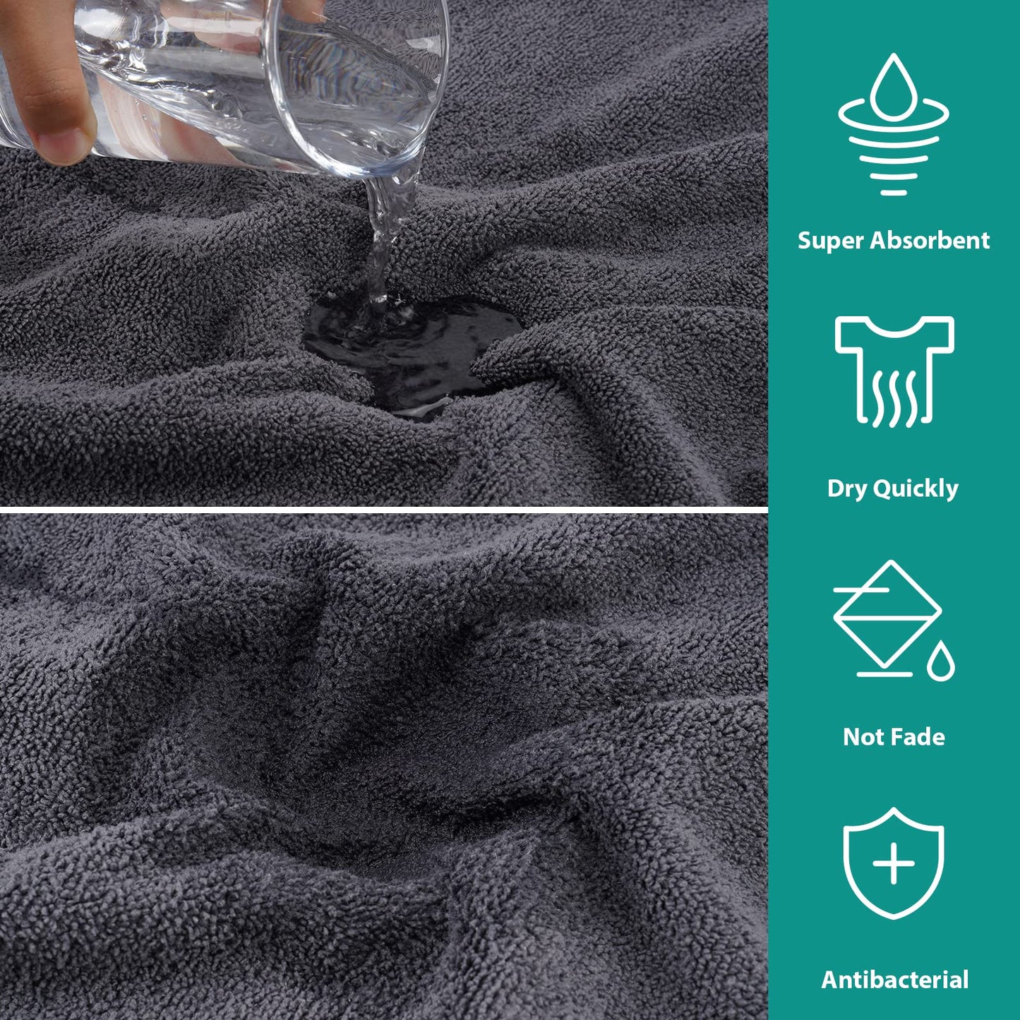 PETTOM Dog Drying Coat Super Absorbent, Adjustable Microfiber Dog Towel Robe, Soft Dogs Robe Quick Drying, Dogs Bathrobe for Bath, Swimming, Muddy Walks (Grey,L)