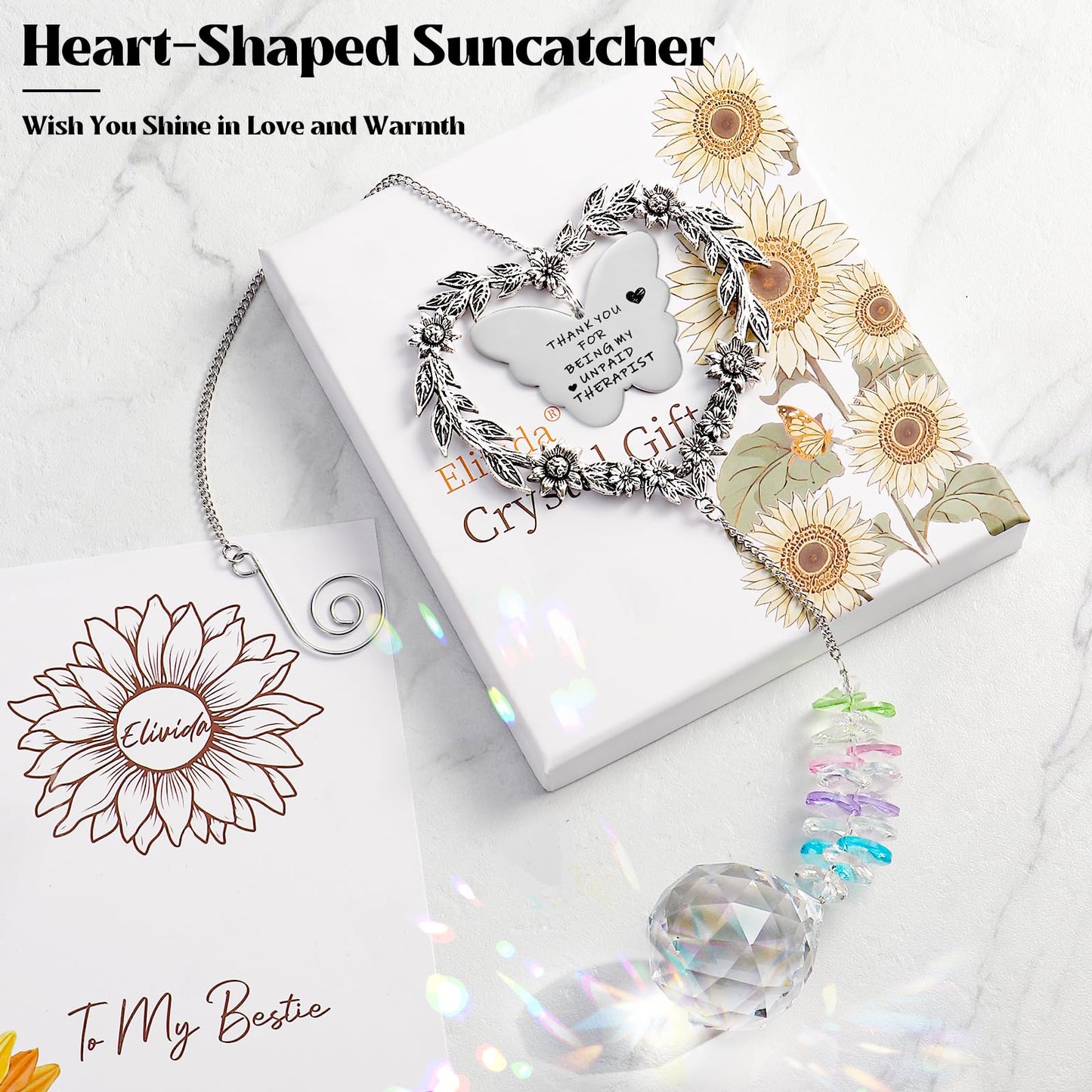 Best Friend Friendship Suncatcher Gifts for Women, Bestie Crystal Ornament