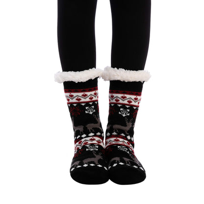 JOYIN 4 PCS Christmas Fuzzy Socks for Men, Soft Crew Socks Deer Patterns for Winter Christmas, Holiday or Birthday Gift