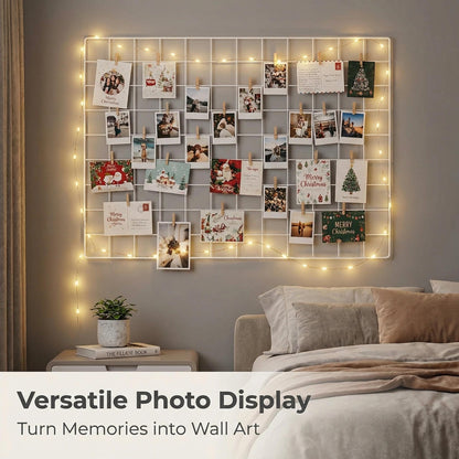 Kaforise Wire Wall Grid Panel, Multifunction Painted Photo Hanging Display and Wall Storage Organizer, Pack of 2, Size 25.6" x 17.7" White