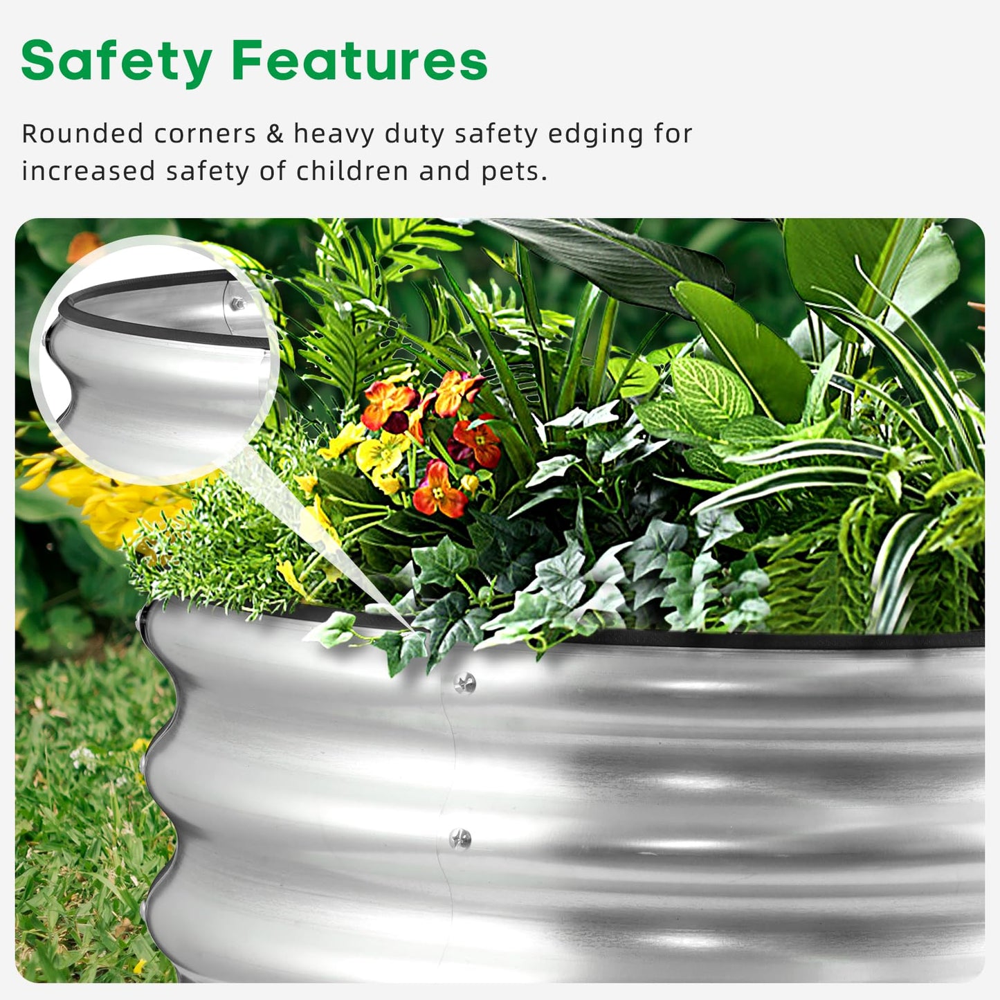 JERIA Raised Garden Bed,Galvanized Raised 2×2×1ft Planter Boxes Outdoor with Easy Assembly, Round Garden Bed for Vegetables, Fruits, Flowers