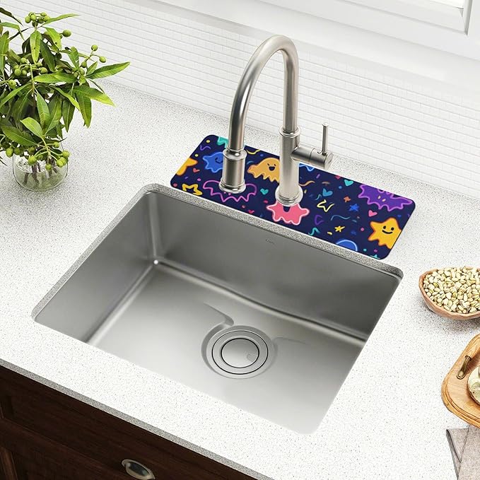 Kitchen Sink Splash Guard 2 PCS 14.7 Inch Sink Faucet Mat Splash Guard