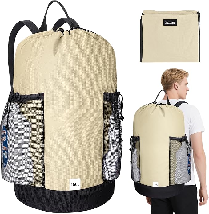 BALEINE 150L Laundry Bag Backpack, 900D Oxford Fabric Large Travel Laundry Bags