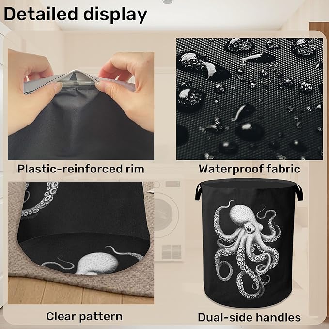 Black Octopus Laundry Basket