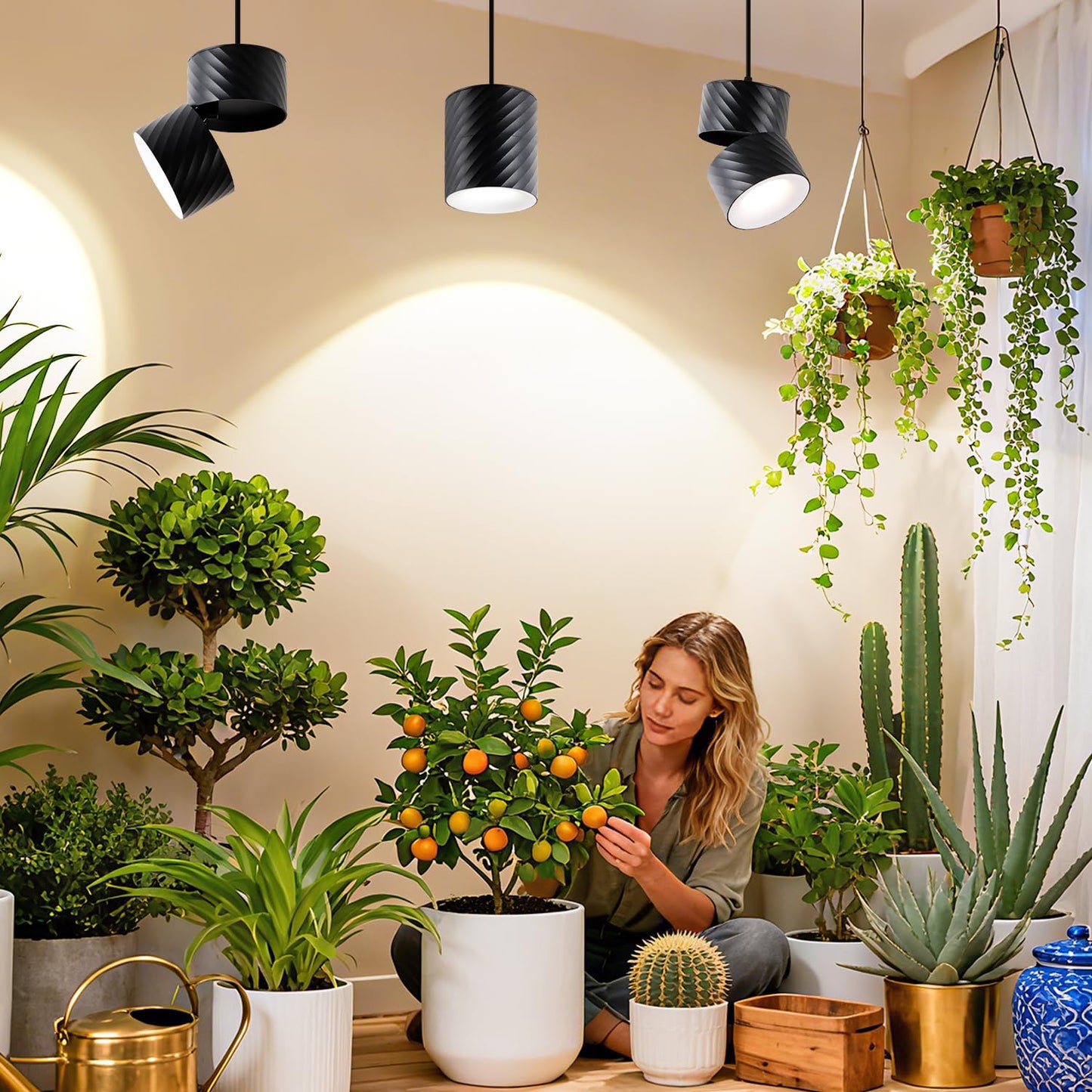 Cofiveevo Hanging Indoor Plant Growth lamp, 25W Full Spectrum, Adjustable Angle Plant lamp, Suitable for Indoor Foliage Plant Auxiliary Lighting, Meat Quality, Flowers, 2700k-6500K (Black)