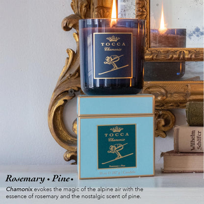 TOCCA Chamonix 10oz Candle - Rosemary & Pine Scented, Hand Poured Soy-Wax Blend with 100% Cotton Wick, 60 Hour Burn Time