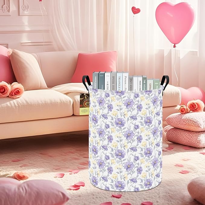 HUNRUNG Laundry Hamper, Large Canvas Fabric Lightweight Storage Basket Toy