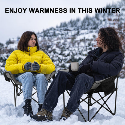 REALEAD Heated Camping Chair - Fully Thick Padded - Heated Chairs for Outdoor Sport with Back and Seat Heating - Heated Outdoor Chair for Adults - Battery NOT Included