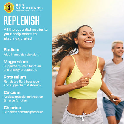 Key Nutrients Electrolytes Powder - Multivitamin & Minerals Electrolytes - 90 Servings of Refreshing Lemonade - Hydration Powder - Supercharged Rehydration Sachets with 16 Vitamins & Minerals