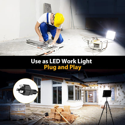 Onforu 300W Flood Lights Outdoor,30000lm Bright LED Work Light with Plug,Daylight White LED Stadium Lighrs,IP66 Waterproof Security Yard Lights for Yard Garage Stadium 2 Pack