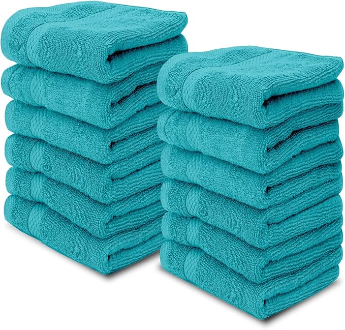 White Classic Luxury Cotton Washcloths 13x13 Inch