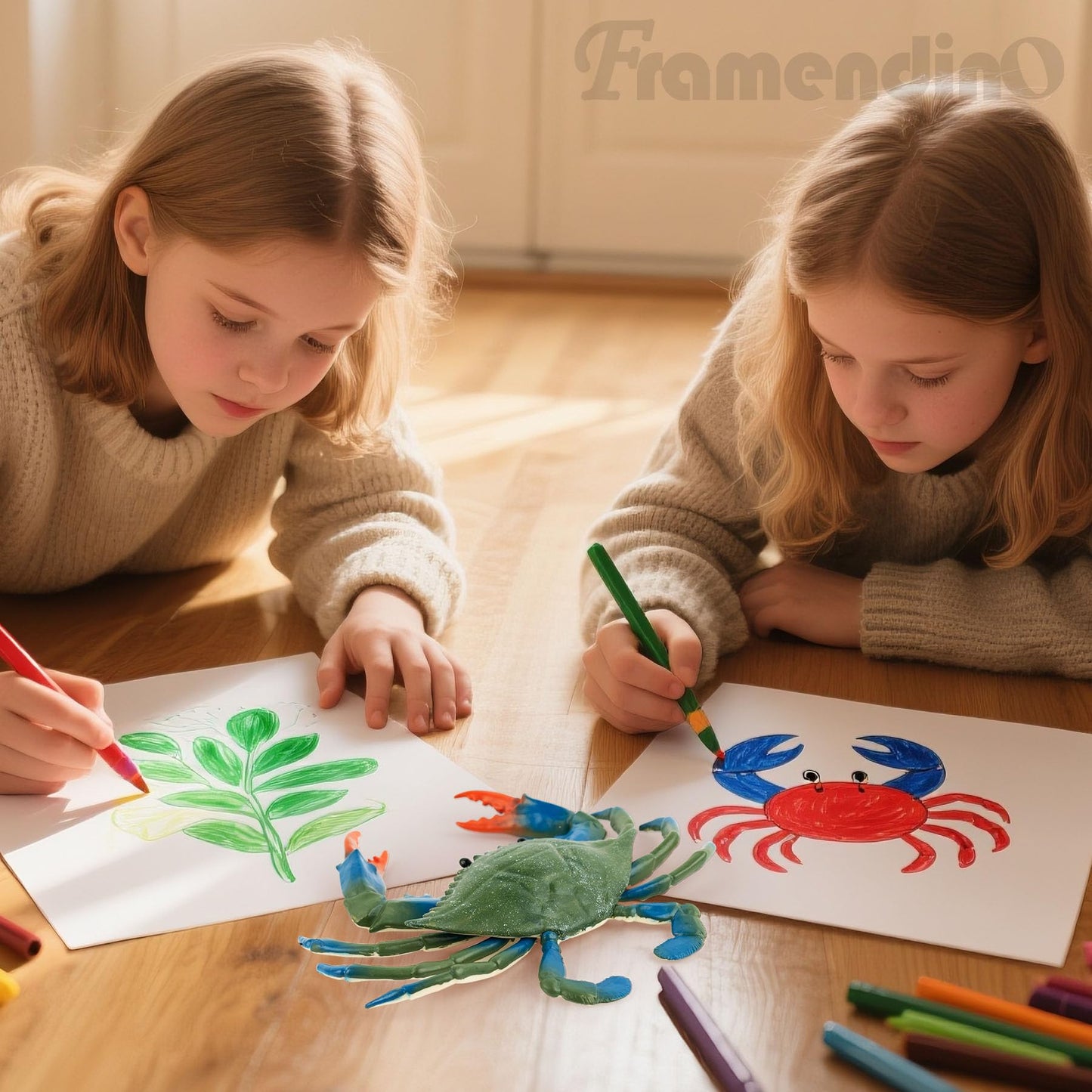 Framendino, 2 Pack Artificial Plastic Realistic Crab Style Decor Sea Animals Blue