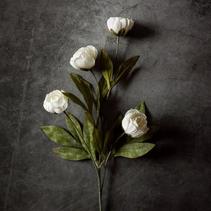 VIERENA 6 Pcs Faux Silk Peony Artificial Flowers for Vase -27", Bulk Fake Peonies Branches with Stems for DIY Bouquet Centerpieces Wedding Fillers Arrangements Shower Decorations (Cream)