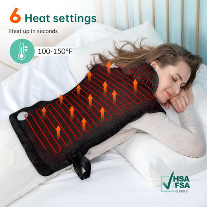 Snailax Heating Pad for Back Pain Relief, Christmas Gifts, Large Heating Pad for Neck Shoulder Back, Neck Warmer Weighted Wearable Back Heated Pad, Auto Shut Off, (Grey)
