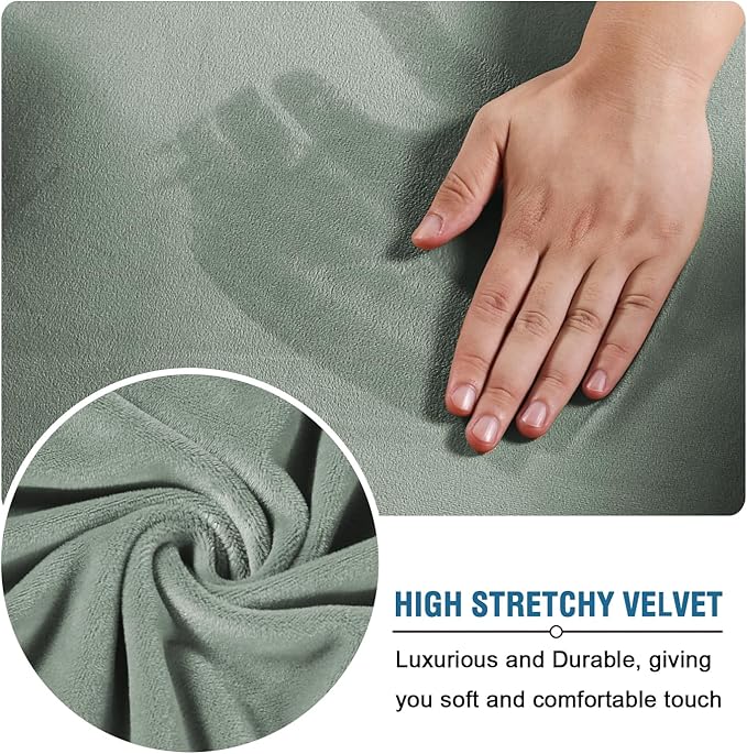 H.VERSAILTEX Modern Velvet Plush 4 Piece High Stretch Sofa Slipcover Sofa Cover