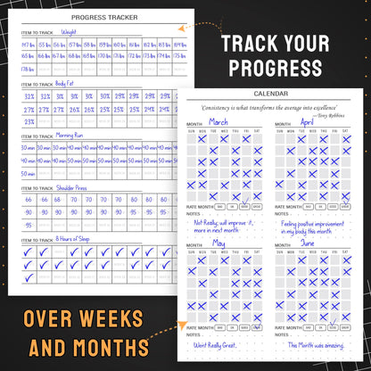 Nextnoid Hardcover Fitness Journal Workout Planner for Men & Women - A5(5.7" x 8.3") Sturdy Workout Log Book to Track Gym & Home Workouts