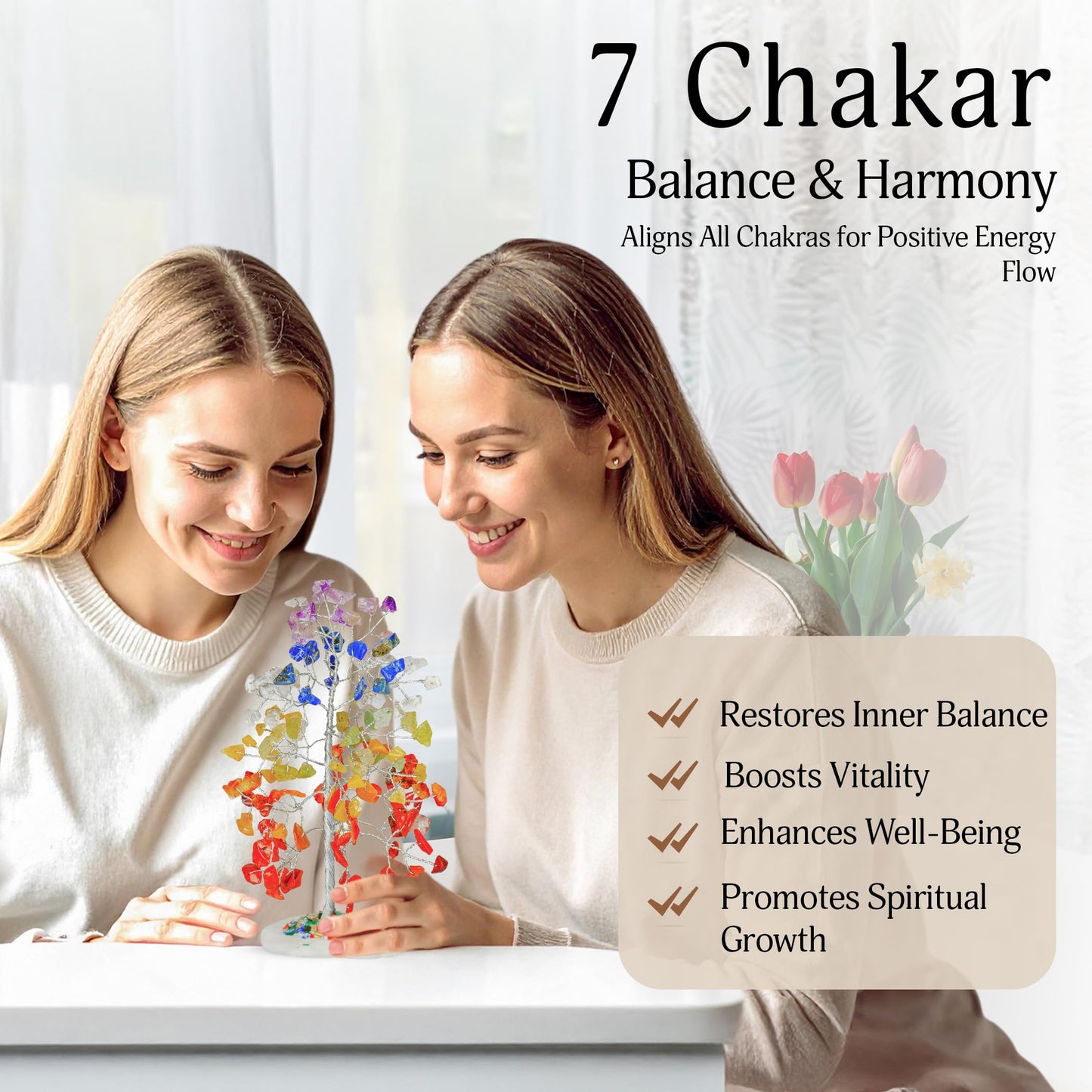 YATSKIA 7 Chakra Tree of Life Crystal Tree | Birthday Gifts for Women | Healing Crystals Gemstone Tree | Crystal Gifts for Mom | Home Office Decor | Handcrafted Unique Gifts