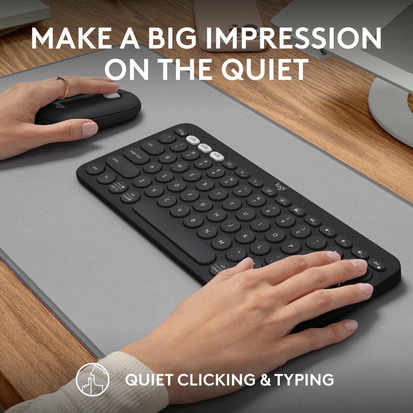 Logitech Pebble Keys 2 K380s, Multi-Device Bluetooth Wireless Keyboard with Customizable Shortcuts, Slim and Portable, Easy-Switch for Windows, macOS, iPadOS, Android, Chrome OS - Tonal Graphite