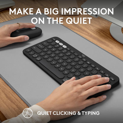 Logitech Pebble Keys 2 K380s, Multi-Device Bluetooth Wireless Keyboard with Customizable Shortcuts, Slim and Portable, Easy-Switch for Windows, macOS, iPadOS, Android, Chrome OS - Tonal Graphite