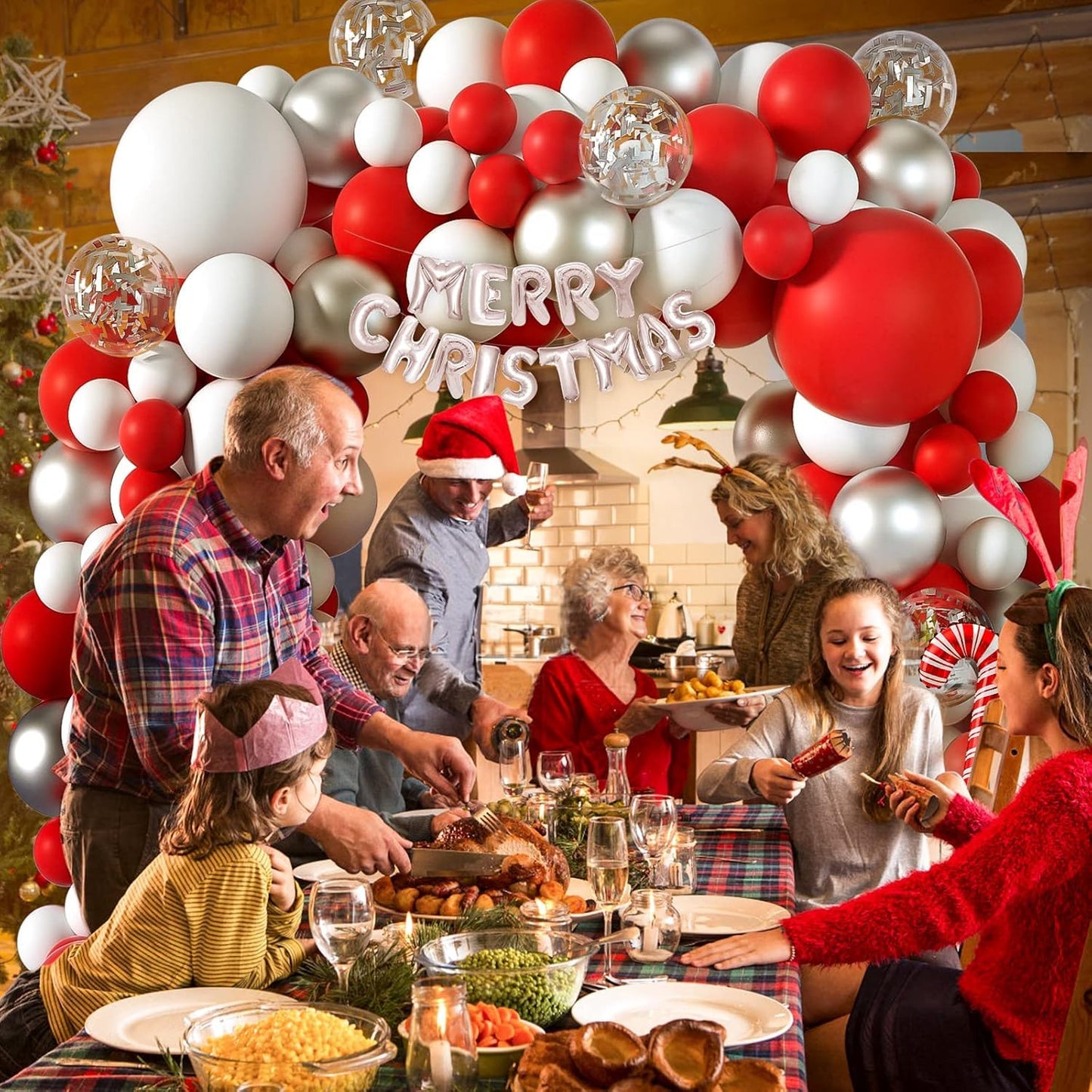 Christmas Balloon Arch Kit Christma Red And White Balloon Garland Kit With Gift Box Balloons Merry christmas Foil Balloons For Christmas Party Decorations Xmas Holiday New Year Party Supplies