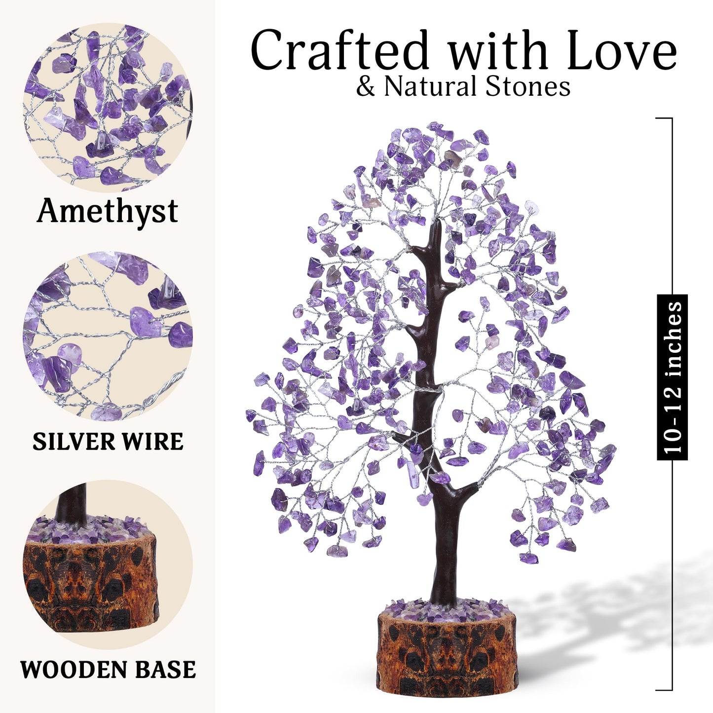 FASHIONZAADI Amethyst Crystal Tree - Chakra Crystals - Money Gem Tree - Purple Home Decor - Feng Shui Crystal - Chakra Crystals - Prosperity Stone - Gifts for Women