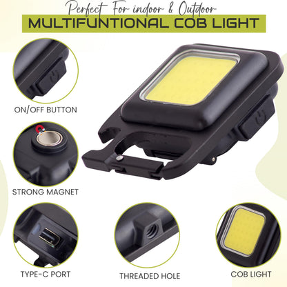 Spanner In The Works® | Cob Keychain Work Light | 1000 Lumen Pocket Torch Led Super Bright Rechargeable | LED Small Torch Rechargeable Keyring Torch | Ideal Small Gifts EDC (2 Pcs, 4 Modes)