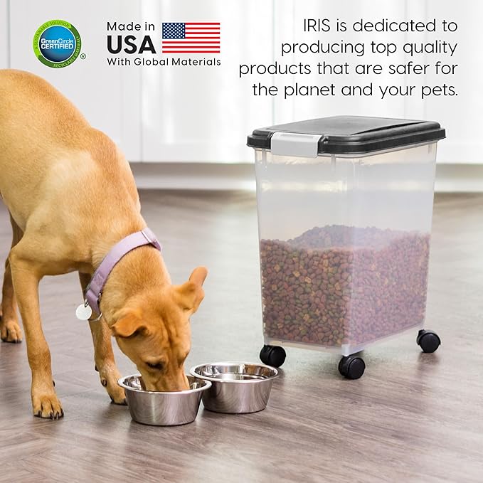 IRIS USA Airtight Dog Food Storage Container, Attachable Wheels,