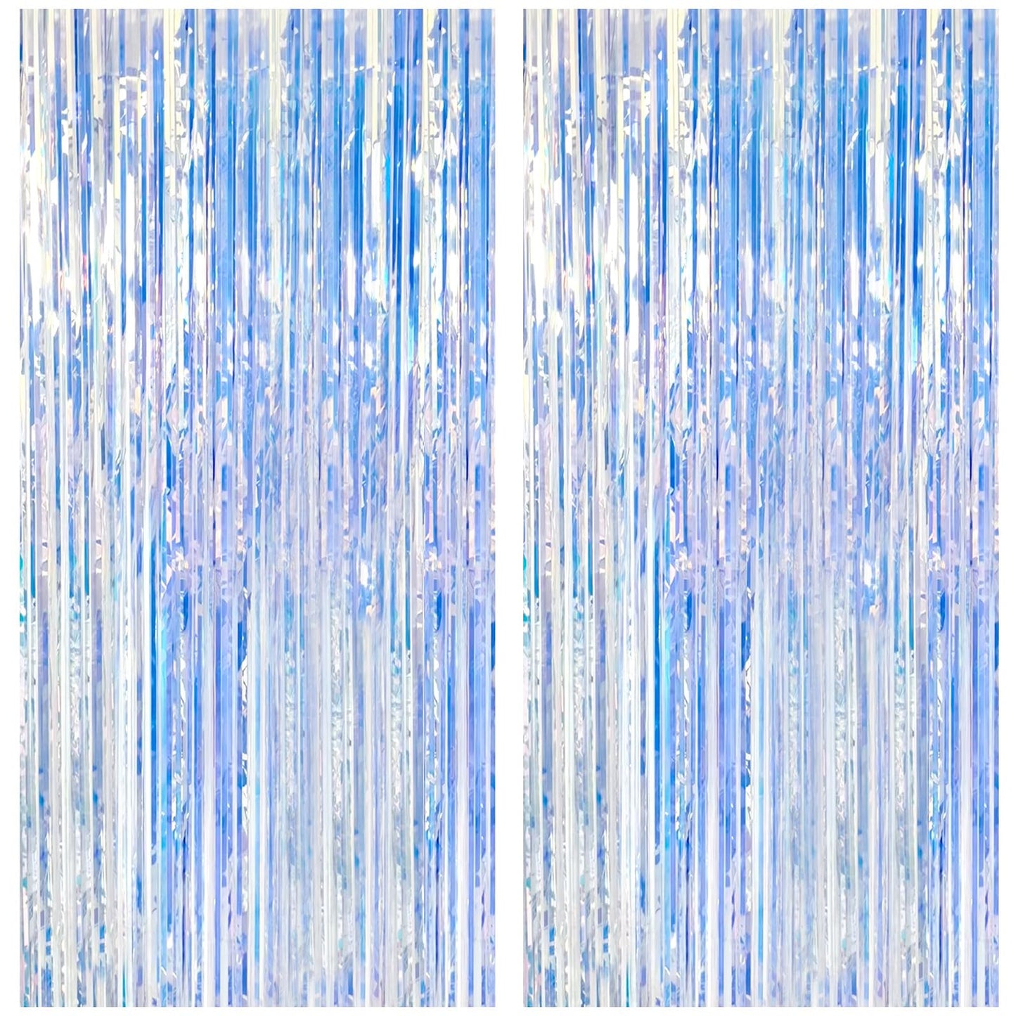 2 Pack Iridescent Party Backdrop Decorations Tinsel Curtain Birthday Decorations Foil Fringe Photo Booth Streamer Backdrop Iridescent Theme Christmas Bachelorette Graduation Party Decorations