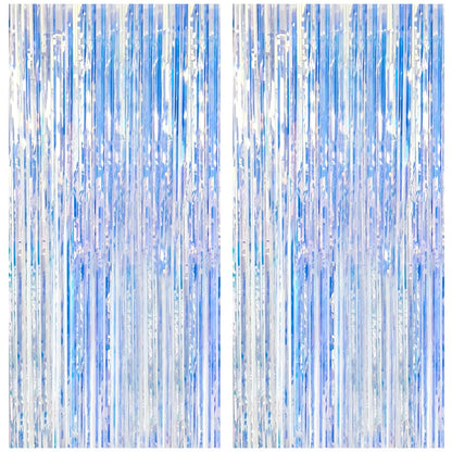 2 Pack Iridescent Party Backdrop Decorations Tinsel Curtain Birthday Decorations Foil Fringe Photo Booth Streamer Backdrop Iridescent Theme Christmas Bachelorette Graduation Party Decorations