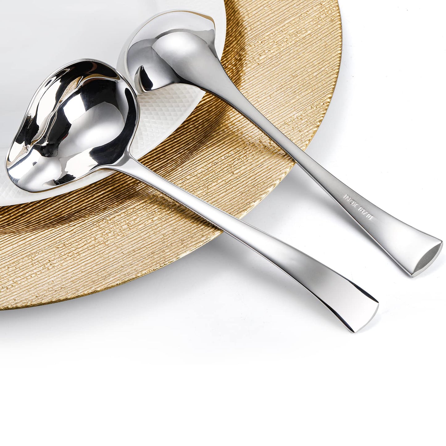 Yarlung Set of 2 Gravy Spoon Small Ladle 7 Inch Sauce Drizzle Spoon with Spout, 18/10 Stainless Steel Mini Soup Ladle Kitchen Utensils Table Serving