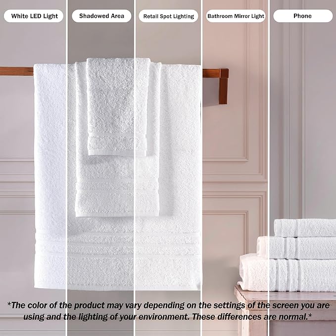 Hawmam Linen White Bath Towels 4 Pack 27 x 54 Inches 100% Turkish Cotton Soft