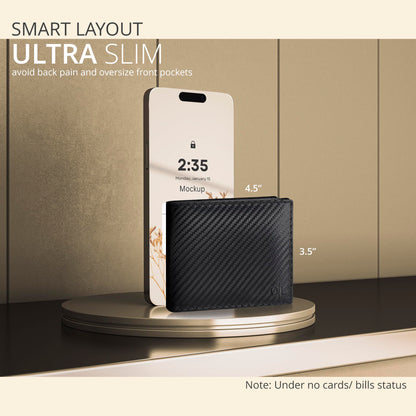 Black Wallet for Men | 9 Credit Card Slots | Bifold | Leather | RFID Wallet Blocking | Gift for Men | Minimalist Wallet
