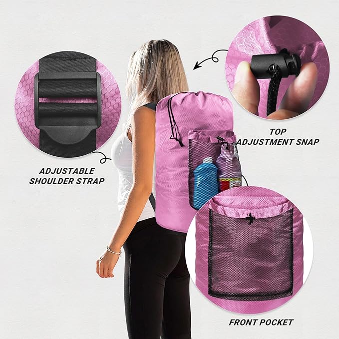 Laundry Bag with Shoulder Straps and Mesh Pocket Laundry Backpack Large