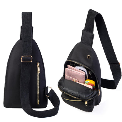 Small Sling Backpack Crossbody Sling Bag for Women, Chest Bag Daypack Fanny Pack Cross Body Bag for Outdoors Hiking Traveling - Black