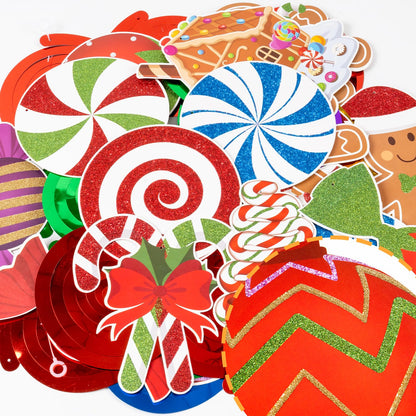 Candy Gingerbread Christmas Decorations - 20pcs Glitter Gingerbread House Candy Christmas Balls Hanging Swirls for Candyland Xmas Party Decor Supplies