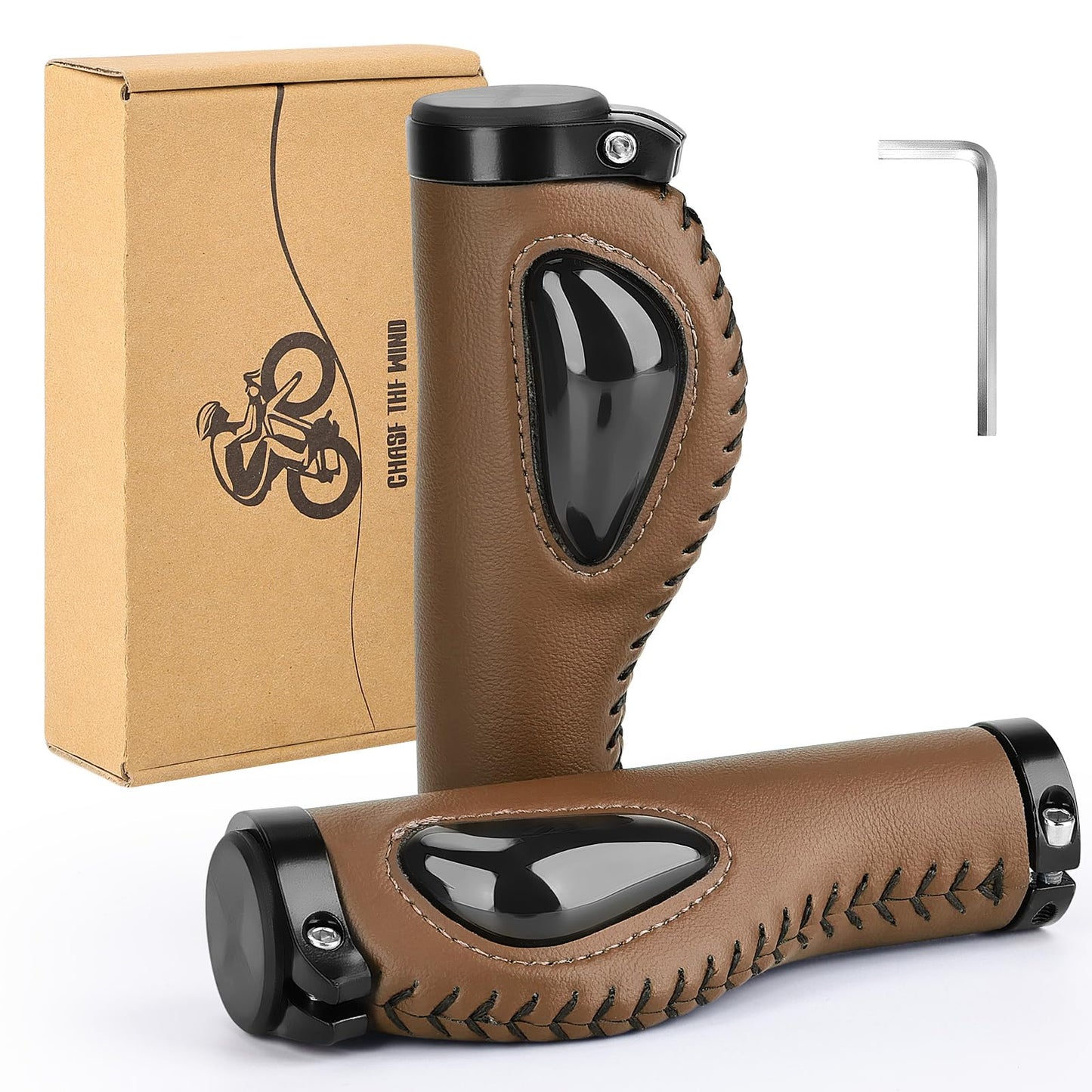 GXCROR Ergonomic Bike Grips with Silicone Damping, Premium PU Mountain Bike Handlebar Grips Anti-Slip Design, Locking MTB/City/Road Bicycle Grips for All 22.2mm Handlebars