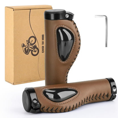 GXCROR Ergonomic Bike Grips with Silicone Damping, Premium PU Mountain Bike Handlebar Grips Anti-Slip Design, Locking MTB/City/Road Bicycle Grips for All 22.2mm Handlebars